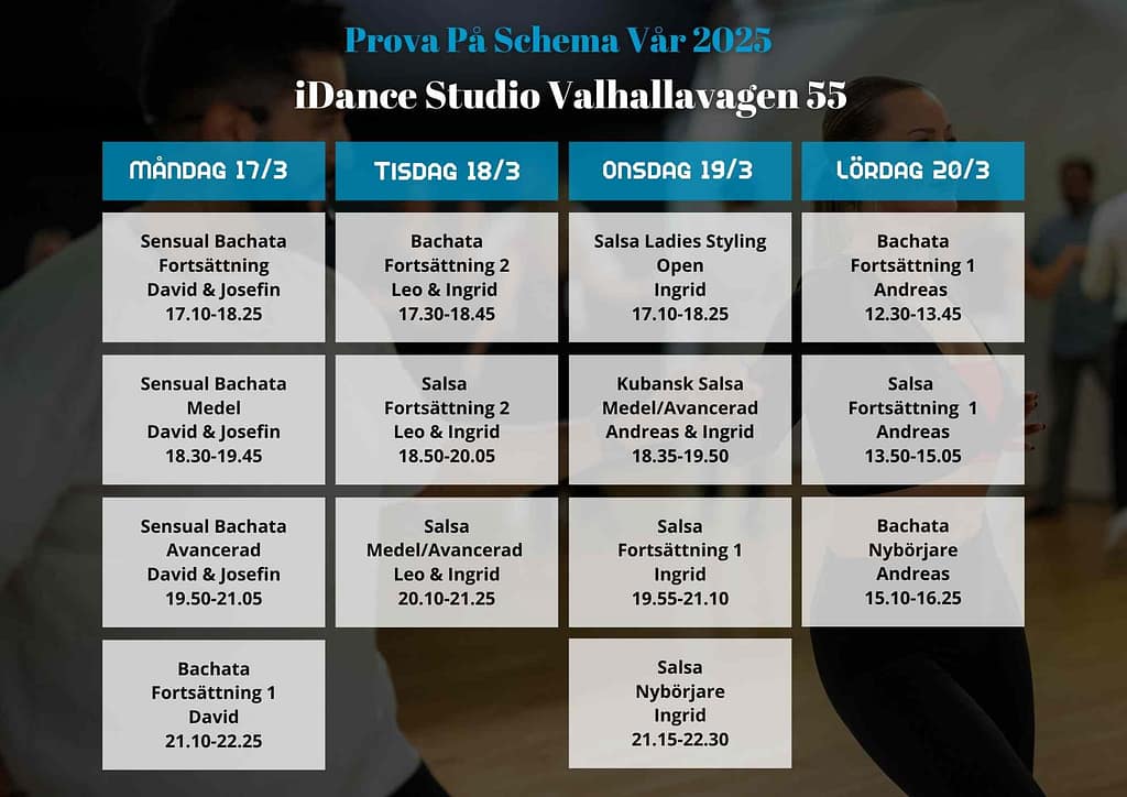 Öppethus - Salsa Bachata Kizomba - iDance Studio Valhalla