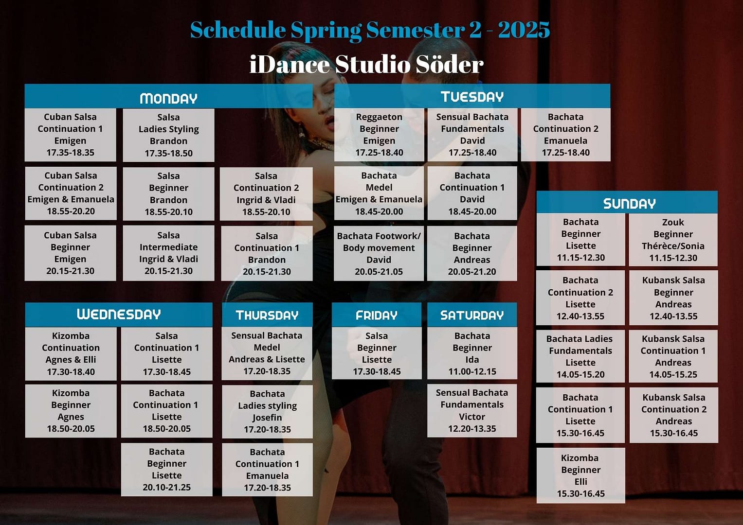 Schedule iDance Studio Söder VT-2-25